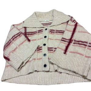 mideal チェックパターンカーディガン