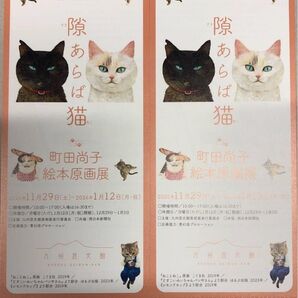 隙あらば猫 町田尚子絵本原画展 招待券2枚 2025年11/29(土)~1/12(月・祝)10:00〜17:00 会場:九州芸文館