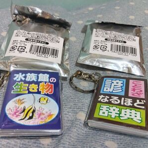 平成 レトロ 豆本 キーホルダー ことわざ辞典 ブラインドボックス まめ本 水族館の生き物 2個セット