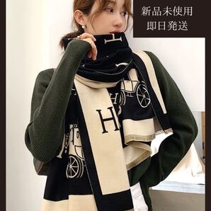 マフラー ストール 大判 カシミヤ リバーシブル ストールマフラー ブランケット 総柄モチーフ 総柄 秋冬