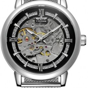T-WINNER スケルトン 自動巻き 腕時計 シルバー メンズ