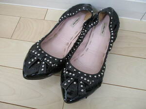  used * MiuMiu *361/2pa tent flat shoes black 