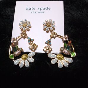 ケイトスペード NEW YORK 鳥 花 ピアス マルチカラー
