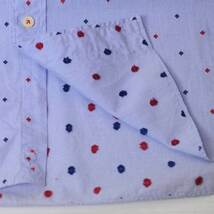 古着●タケオキクチ 長袖シャツ ブルー&ネイビーレッドドット サイズ4 L相当 薄いシミのようなもの有 xwp_画像6