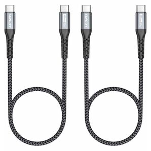SUNGUY USB type-C to type-C ケーブル 1m 2本 60W 急速充電 480Mbps 高耐久ナイロン編み