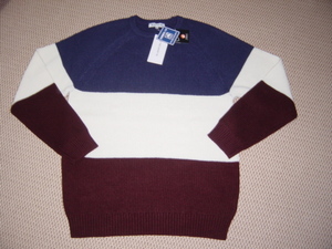  новый товар не использовался *TK Takeo Kikuchi трехцветный цвет свитер (XL)
