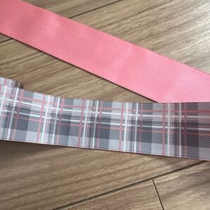 38mm幅チェック柄ポリコットンリボン②