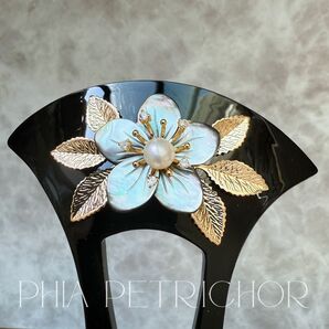 髪飾り 桜 かんざし バチ型 螺鈿 真珠母貝 パール 簪