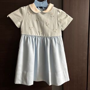 オーダーメイド 半袖ワンピース 花柄刺繍 お受験 ワンピース 面接 お教室