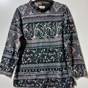 Young Sin 総柄 フリース ハイネック カットソー Mサイズ相当