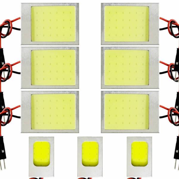 トヨタ GSR50系 ACR50系 エスティマ T10 LED 室内灯 超爆光 COB 全面発光 パネルタイプ ルームランプ 9個セット ホワイト 車検対応