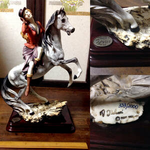 置物：【Auro Belcari】『Woman Horse Riding』　※陶磁器と樹脂、木の台座の混合作品です。