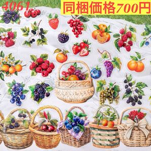 2種類素材 フルーツ果物かご装飾造景シール 6種90枚 采果集シリーズ