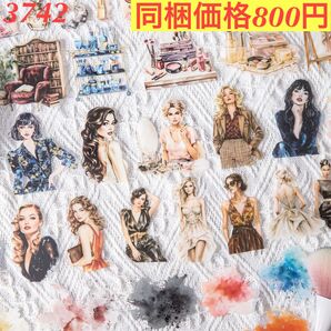 パリ人物ファッション装飾造景PETシール 6種120枚 パリサロンシリーズ