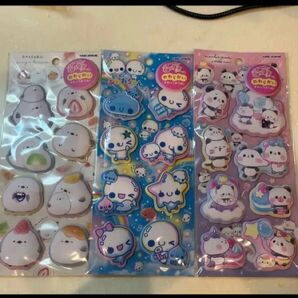 3枚セット ぷくぷくあわわちゃん シマエナガ もちもちぱんだ もっちりシール