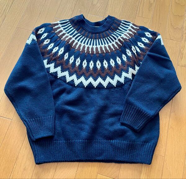 GU あったかセーター ノルディック柄 セーター ネイビー