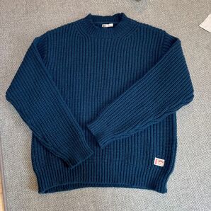 Java ボトルネックリブニットプルオーバー ブルー系