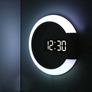 3D ledデジタル置時計をアラーム中空壁時計7色現代温度日付常夜灯ホームリビングルーム装飾