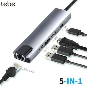 TebeタイプcハブUSB-C hdmi USB3.0 lanイーサネットドッキングステーションマルチ機能usb cハブアダプタpdのための急速充電macbook