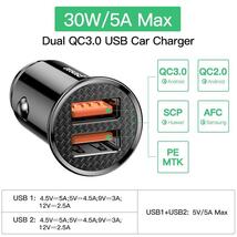 Baseus usb車の充電器急速充電4.0 3.0 QC4.0 QC3.0 qc scp 5Aタイプc 30ワット高速車のusb充電器iphone xiaomi携帯電話_画像2