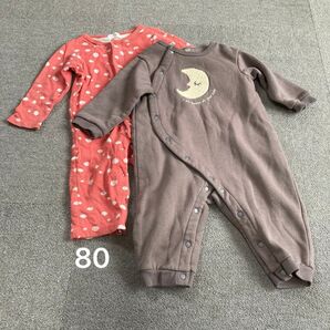 ベビー服 ロンパース 2枚セット カバーオール 長袖 サイズ80