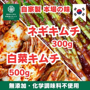 白菜キムチ500g+ネギキムチ300g/ 韓国 全羅道 自家製キムチ 本場の味 #1110