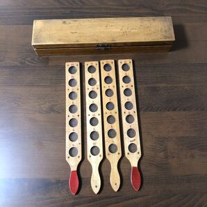 箱付き レチノスコピーボードスコープ用板付きレンズ 4点 古道具 アンティーク 木型