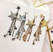 ピアス レディース かわいい ゆれる 星 スター ピアス 両耳用 ロングピアス_画像4