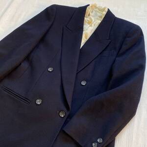 【美品】ダックス DAKS◆サイズ9 紺 ダークネイビー テーラードジャケット ダブルジャケット a20112103