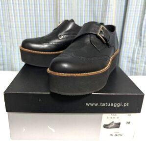 タトゥアッジ レザー プラットフォームロ―ファー 厚底 ブラック 本革 箱付き