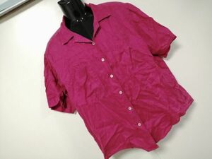 kkyj4870 ■ Eddie Bauer ■ エディーバウアー シャツ トップス 半袖 リネン 麻 ピンク L