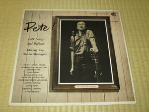PETE SEEGER ピート・シーガー PETE ! Folk Songs and Ballads 米 LP カラー盤 赤 