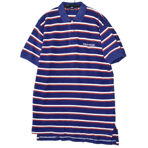 90s usa vintage POLO SPORT ポロスポーツ トリコロール ボーダー ポロシャツ size.S 