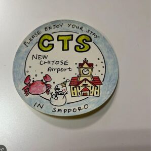 ANA飛行機 全日空 ステッカー 北海道限定 札幌 新千歳空港 CTS 直径9cm
