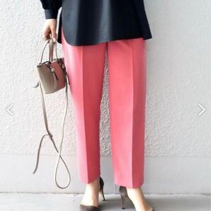 手洗い可能 サテンゴムテーパードパンツ ピンク ゆったり 36 春夏秋冬