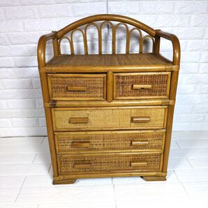 ラタン チェスト 藤 4段 引出し収納 引き出し アンティーク インテリア タンス