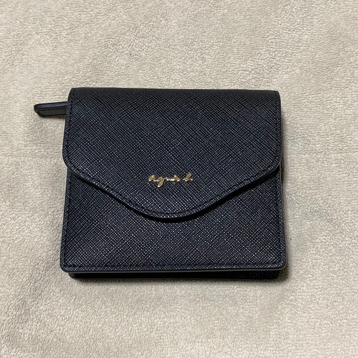 agnes b. アニエスベー　チェーン付き レザー 財布 コインケース 黒 ブラック TAW02－06