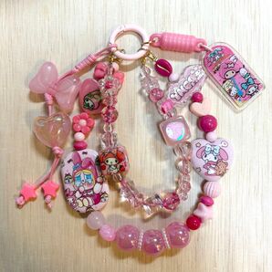 【No.007】★ハンドメイド★マイメロ(ピンク)じゃらじゃらストラップ