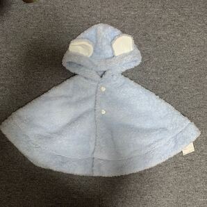 新品 フーセンウサギ クマ耳 ポンチョ ブルー 70