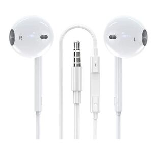 イヤホン有線マイク付き3.5mm ios/iPad/Android/PC (白)