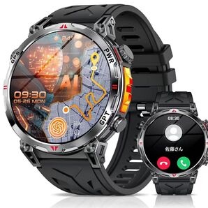 スマートウォッチ 1.56インチ Bluetooth5.3通話 3ATM防水日本語説明書(ブラック)