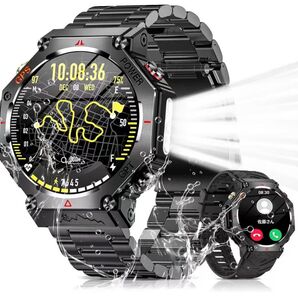 スマートウォッチBluetooth5.3通話 LINE/メッセージ通知 ブラック