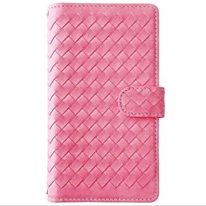 他機種ケースあり Android スマホ ケース カバー 手帳型 編み込み ピンク