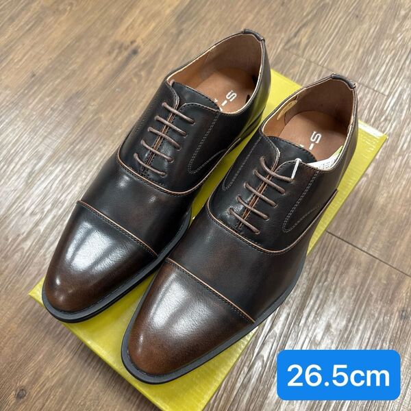 【新品】1210DBR/26.5cm ビジネスシューズ ストレートチップ 内羽根 茶 3E 通勤用 紳士靴 ダークブラウン