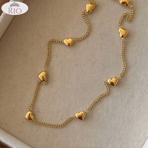 インポート ステンレス ハートチェーンネックレス ゴールド デート プレゼント