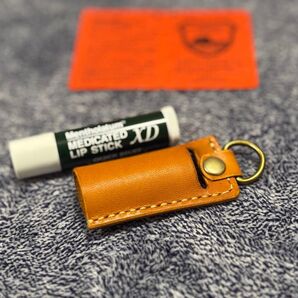 栃木レザーリップケース キャメルブラウンヌメ革本革レザークラフト メンソレータム