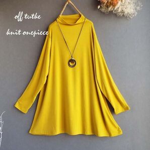 新品未使用ワンピース レディース ボトル ネックカットソー ゆったり チュニック トップス Aライン きれいめ s3684