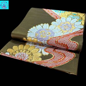 【美品】六通柄袋帯 華流水文様 金銀糸 振袖 黒留袖 色留袖 訪問着 フォーマル