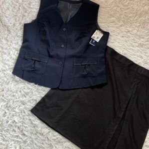 上下新品 事務服 ベストandスカート セット販売 OL制服 大きいサイズ 19号