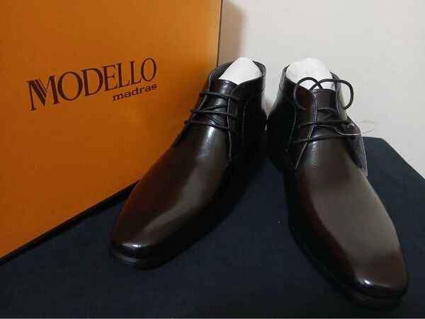 新品madrasMODELLO(マドラスモデロ)24.5cmメンズビジネスシューズ 牛革DM7276本革本皮靴革靴ブラックレザー黒